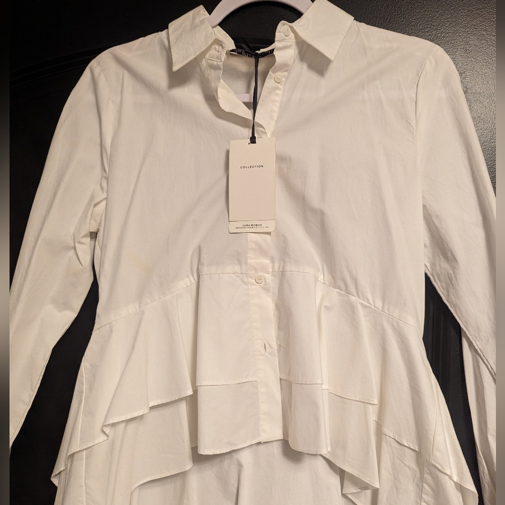NWT Cascading Ruffle Button Down - Picture 2 of 4